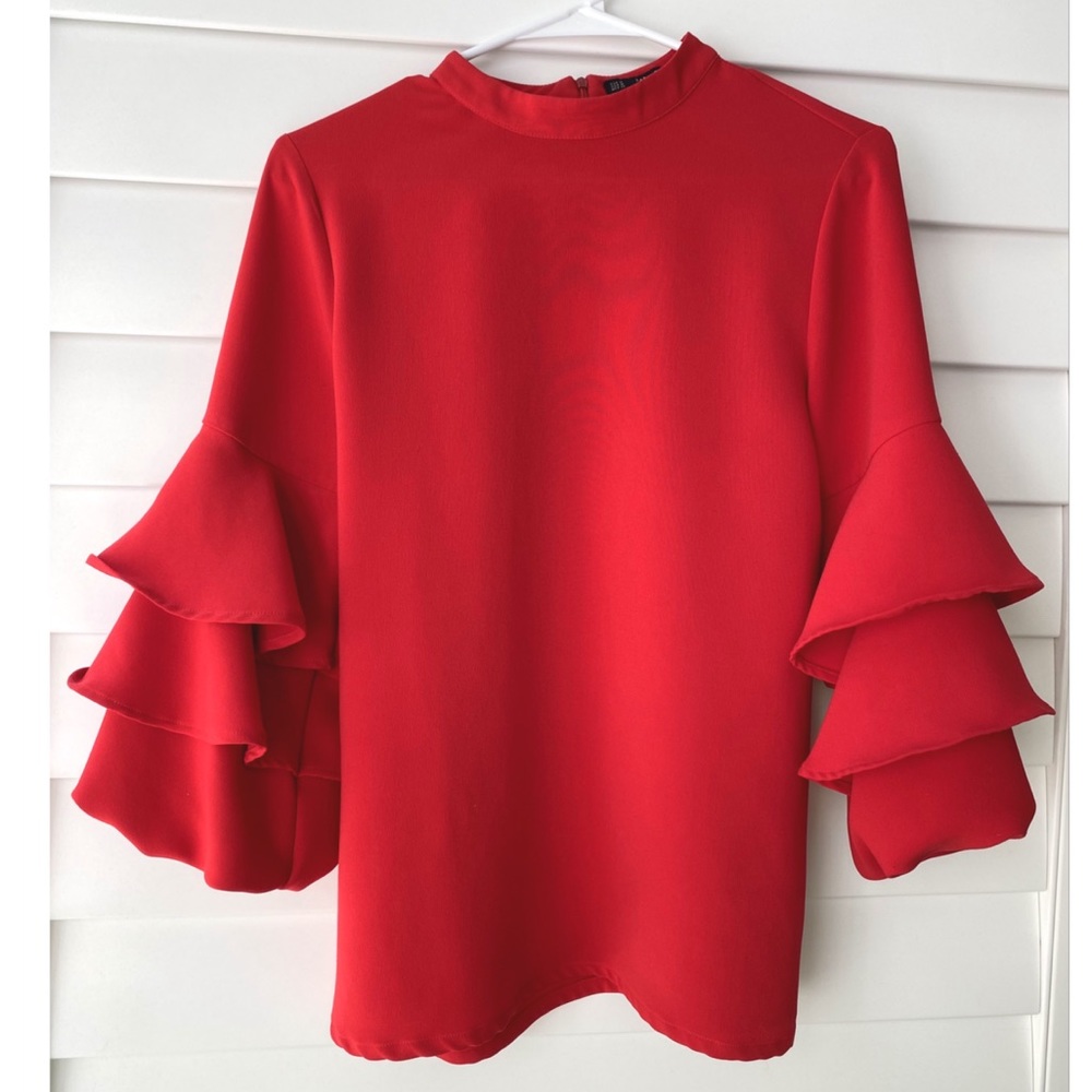 Hp Zara Basic Collection Ruffle Sleeve Top - image 2